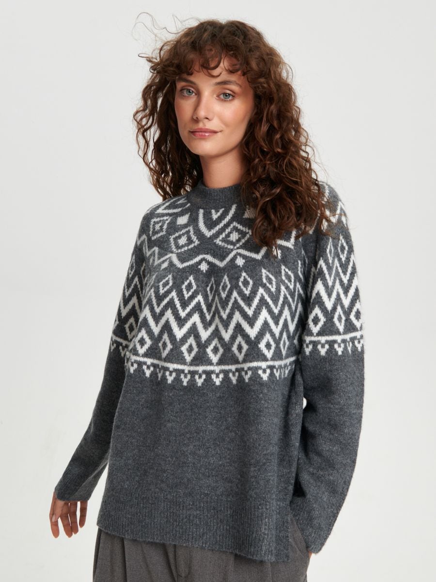 Sweter ze wzorem - wielobarwny - SINSAY