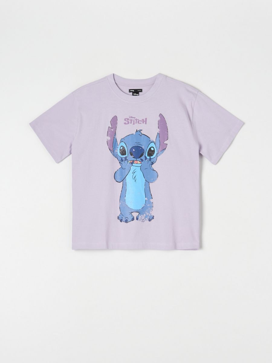 Тениска Stitch - лавандула - SINSAY