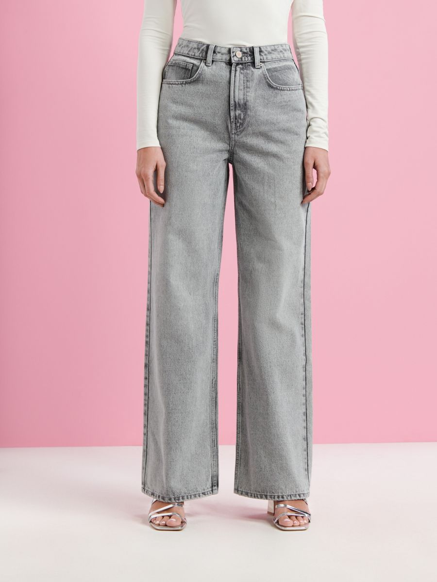 Jeans wide leg - grigio chiaro - SINSAY