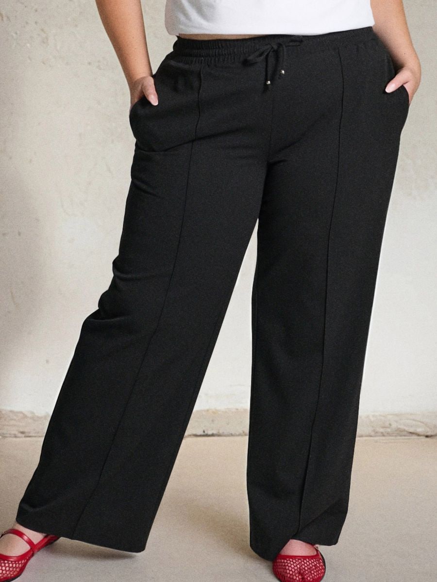 Pantaloni wide leg - negru - SINSAY