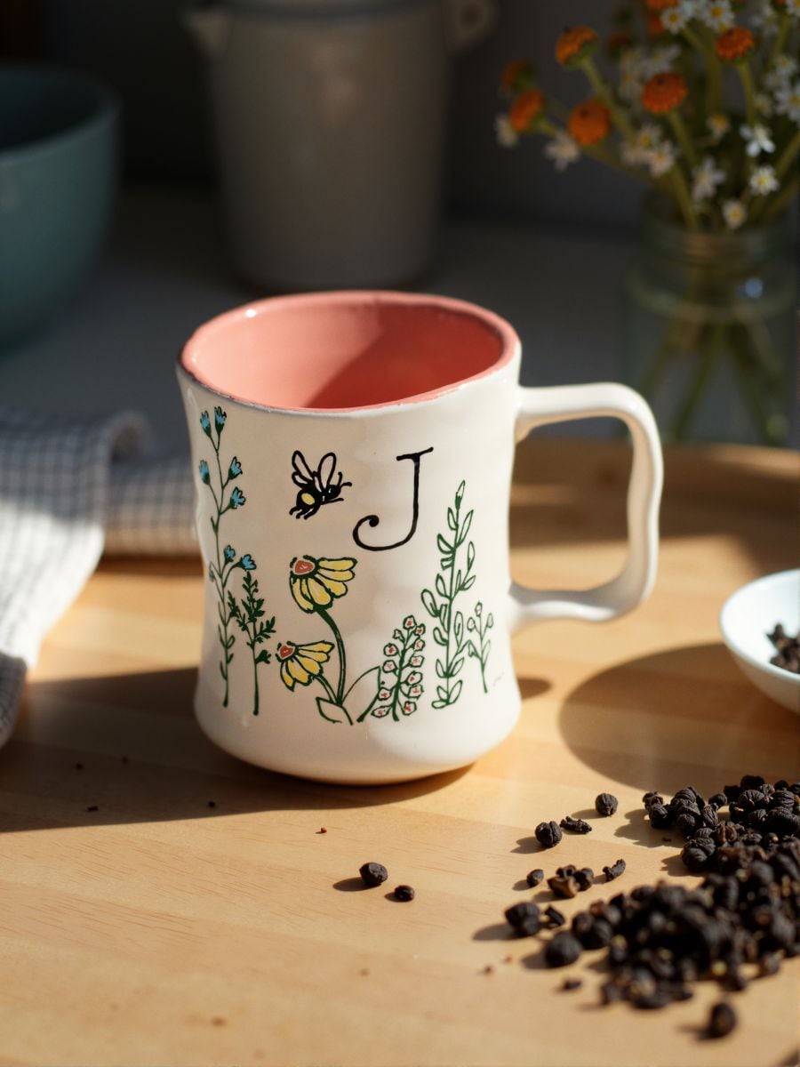 Kruus käsitsi maalitud mustriga - virsikuvärvi - SINSAY