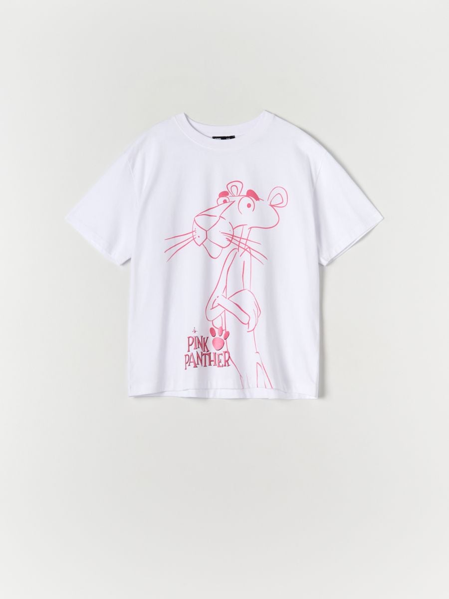 Tričko Pink Panther - biela - SINSAY