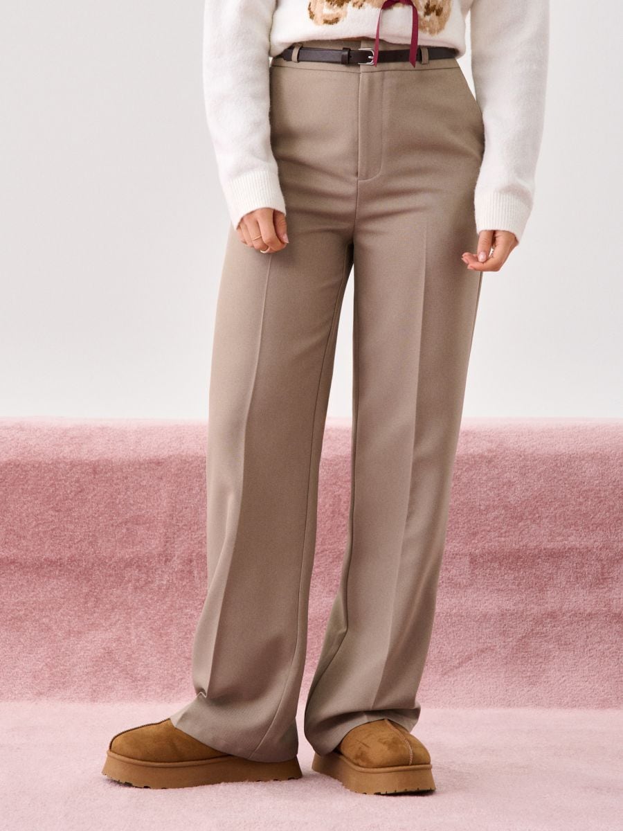 Wide leg pantalone - BEŽ - SINSAY