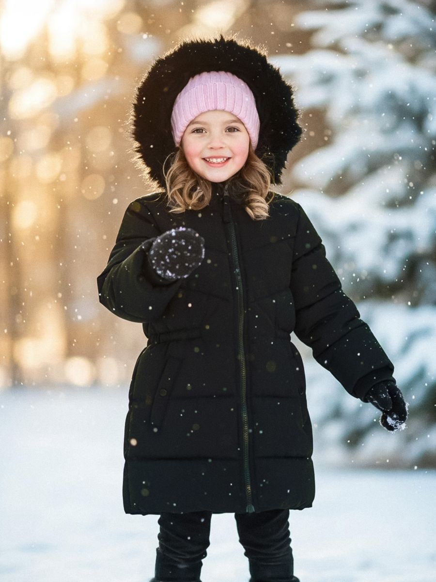 Kurtka ocieplana z kapturem - czarny - SINSAY