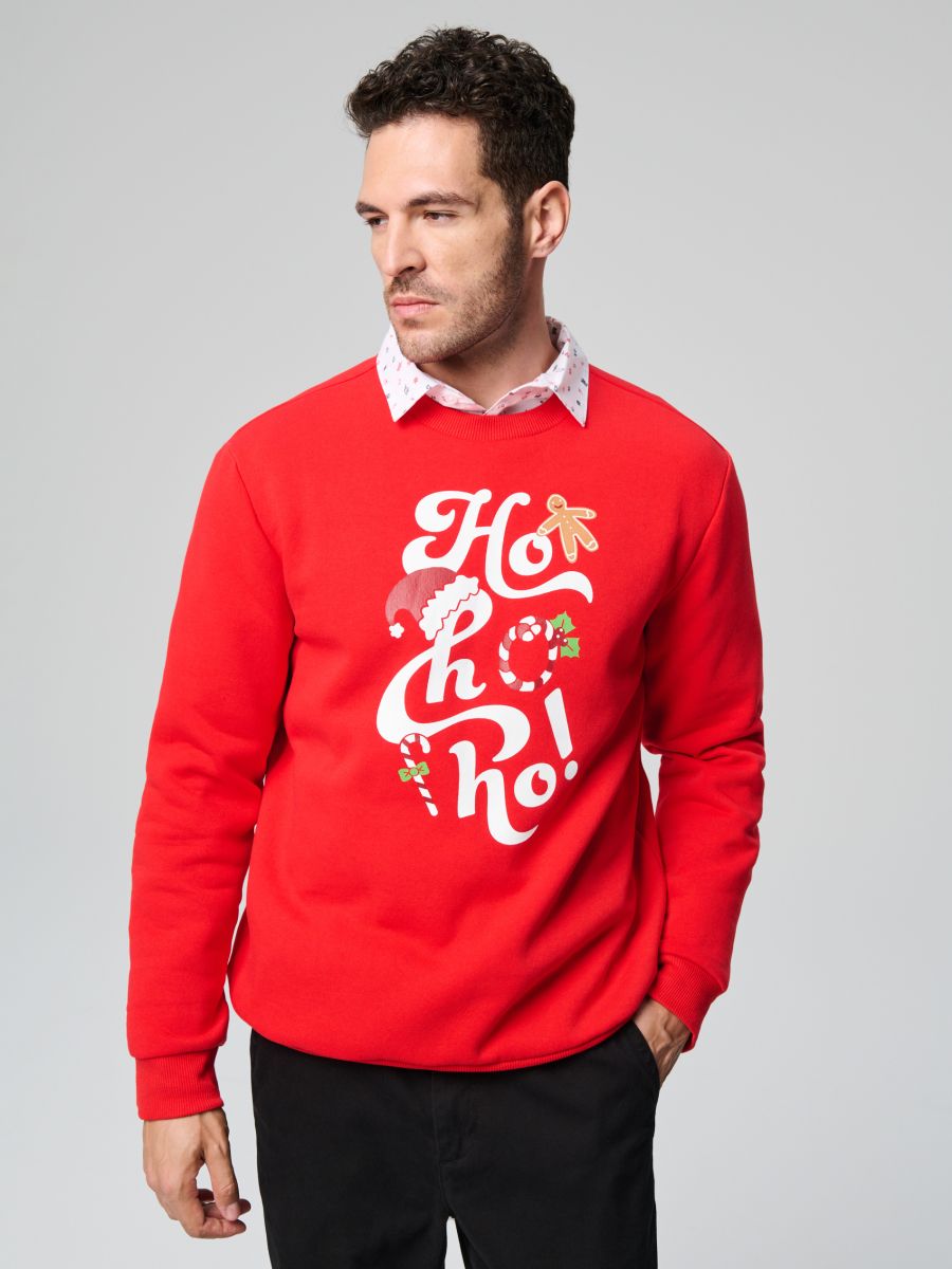 Weihnachtliches Sweatshirt - Rot - SINSAY