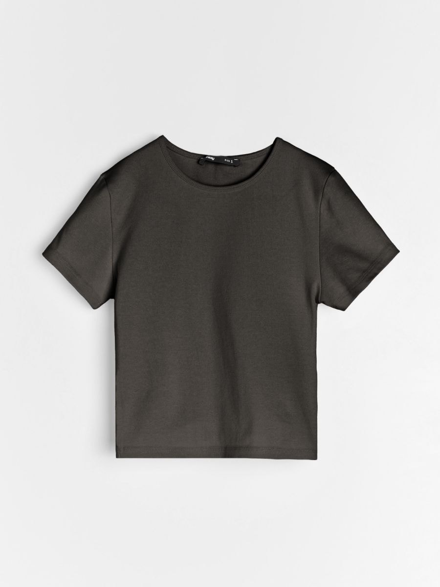 Tricou din bumbac - maro-închis - SINSAY