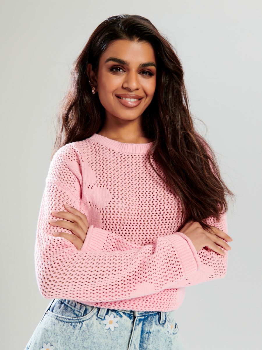 Sweter - różowy - SINSAY