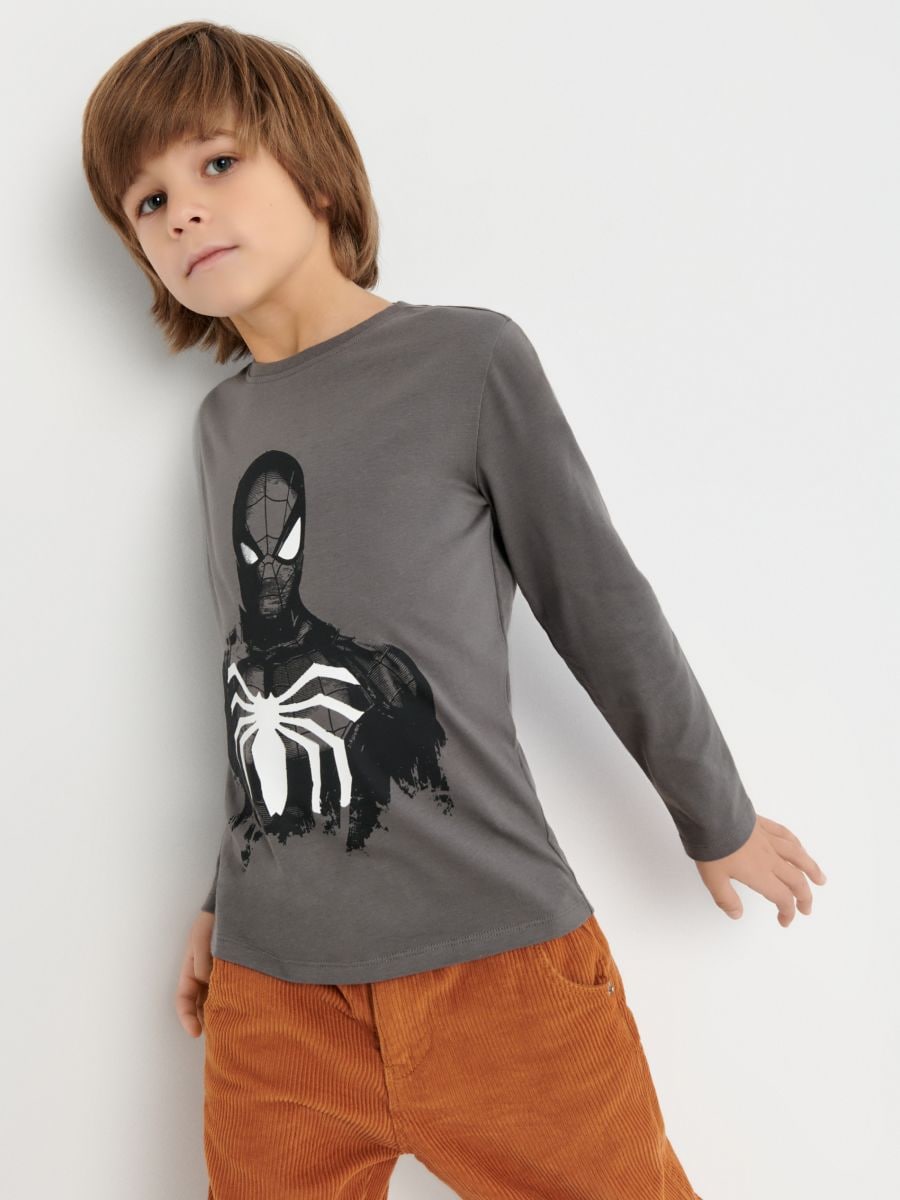 T-krekls ar garām piedurknēm Spiderman - tumši pelēka - SINSAY