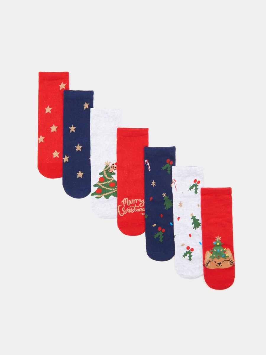 Σετ με 7 ζεύγη χριστουγεννιάτικες κάλτσες - πολυχρωμο - SINSAY