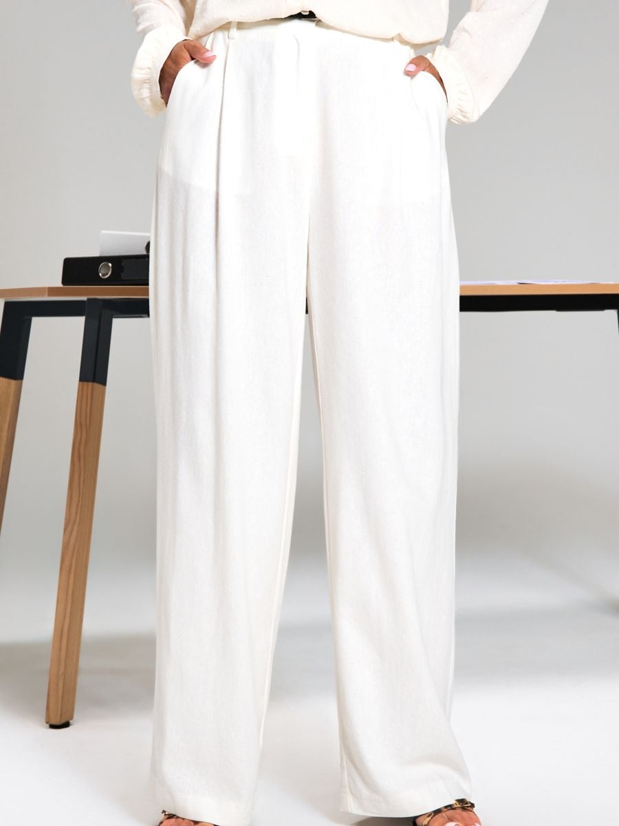 Pantaloni palazzo - crem - SINSAY