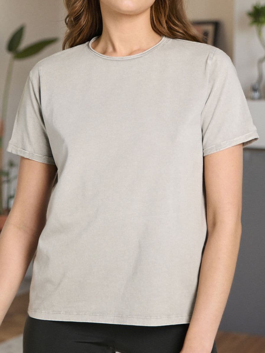 Tricou cu efect prespălat - gri deschis - SINSAY