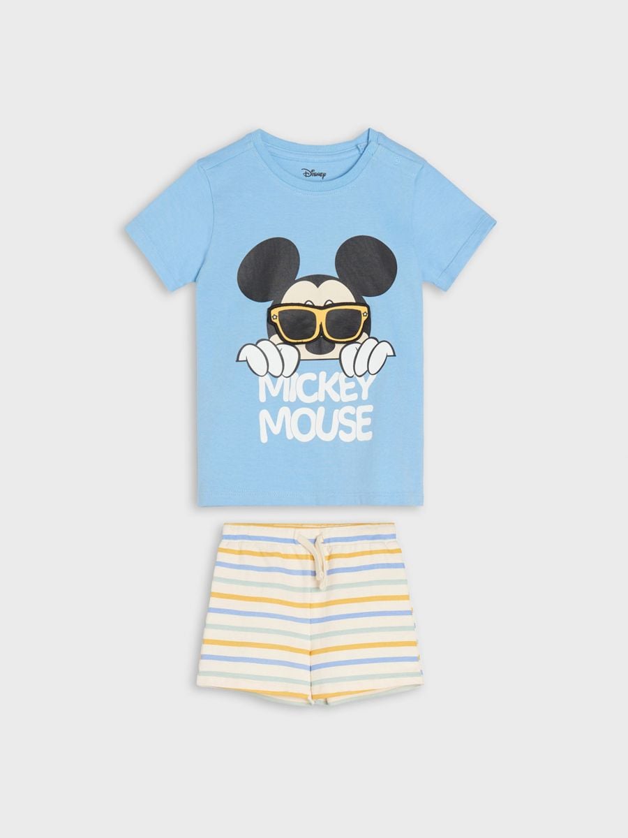 Komplet majice in kratkih hlač Mickey Mouse - svetlo modra - SINSAY