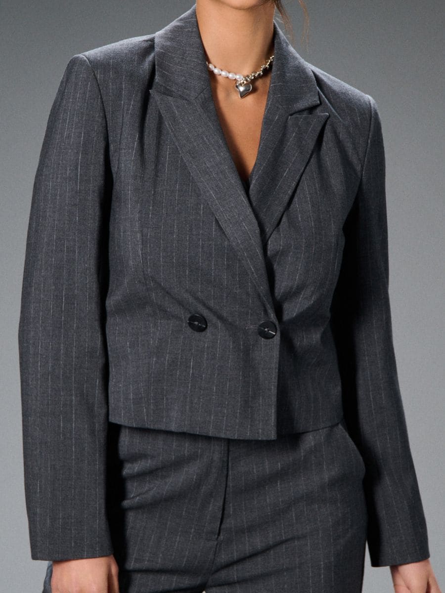 Żakiet z dwurzędowym zapięciem - szary - SINSAY