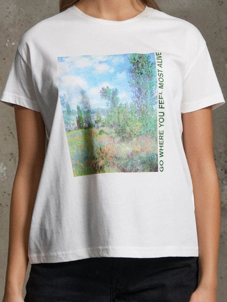 Футболка з коротким рукавом - кремовий - SINSAY