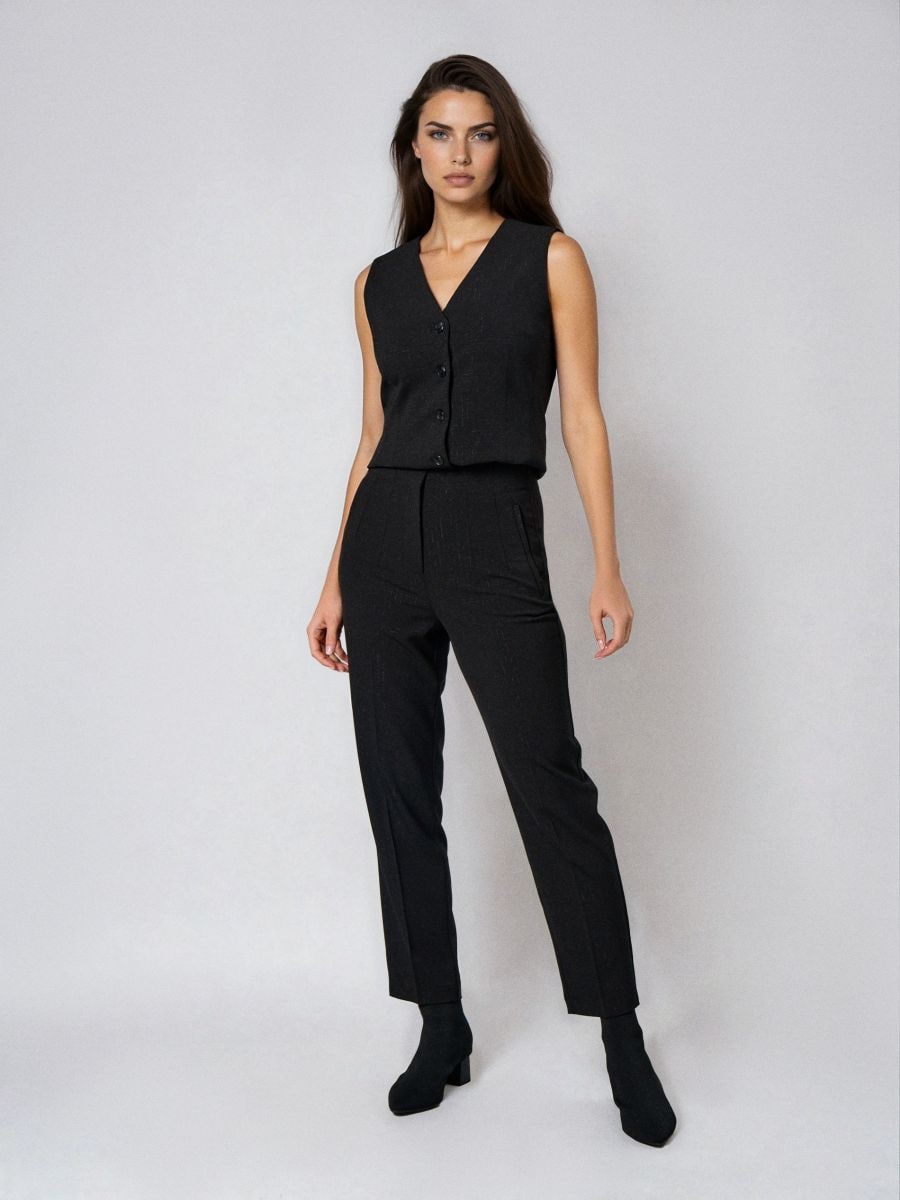 Pantaloni straight fit - negru - SINSAY