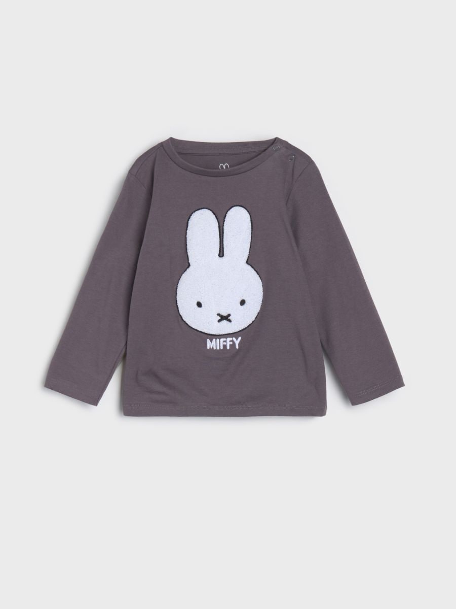 Koszulka z długimi rękawami Miffy - szary - SINSAY