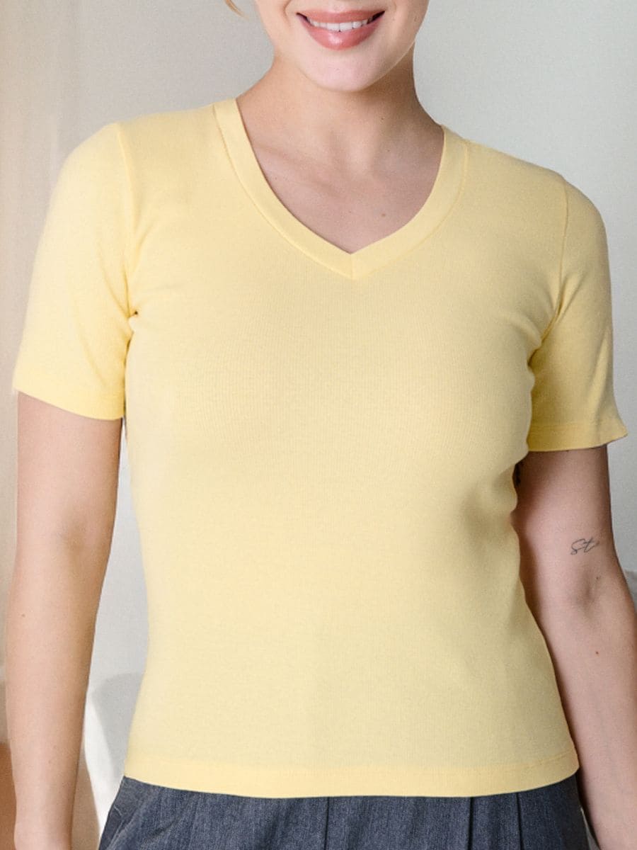 Maglietta basic - giallo chiaro - SINSAY