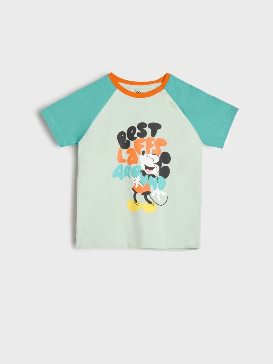 Tričko Mickey Mouse - mätová zelená - SINSAY