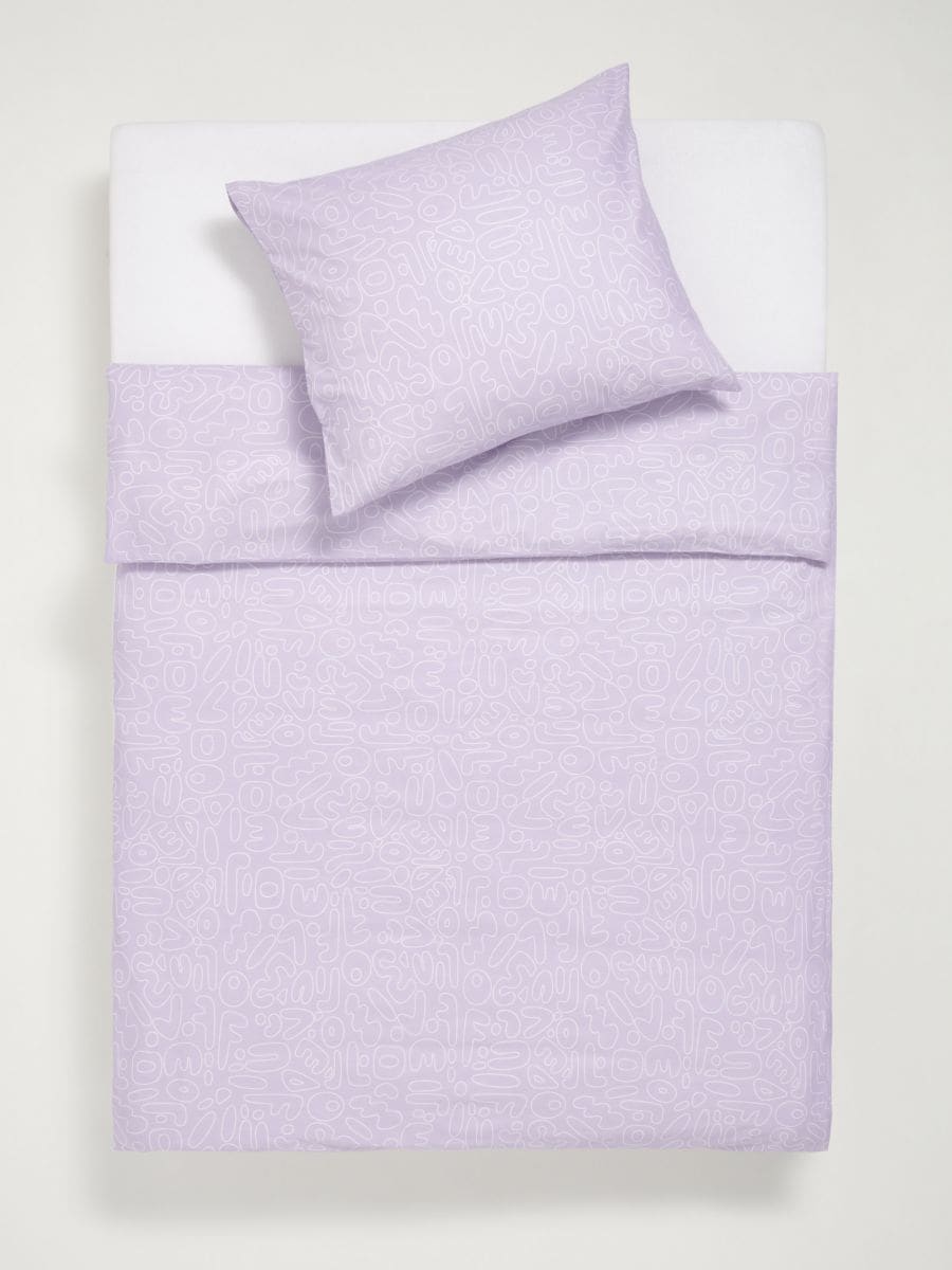 Komplet pamučne posteljine - boja lavande - SINSAY