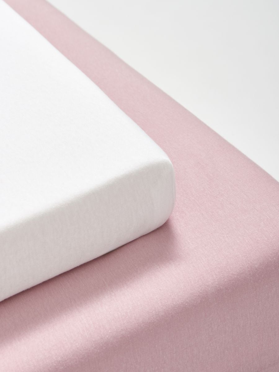 Lenjerie de pat din bumbac cu bandă elastică  set de 2 - roz-pastel - SINSAY
