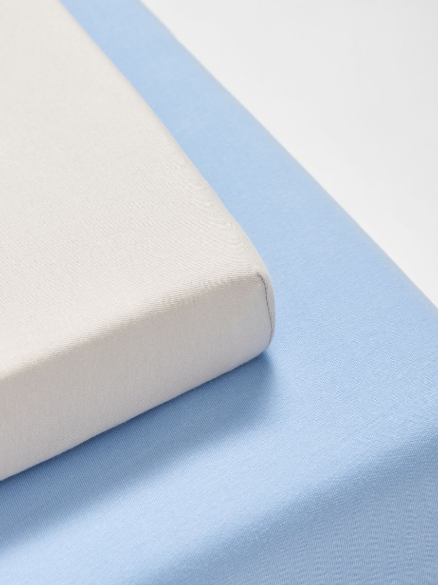Lenzuolo in cotone con elastico 2 confezioni - blu pallido - SINSAY