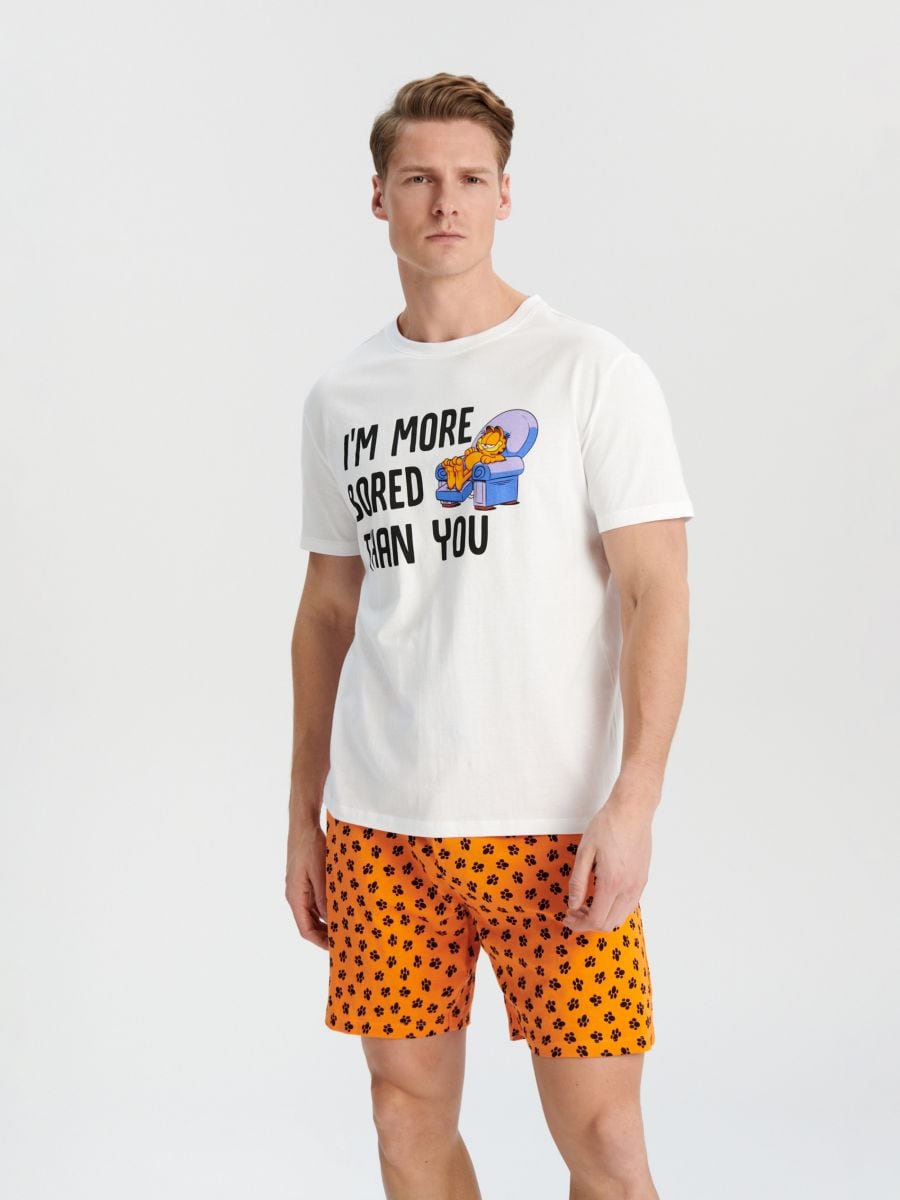 Komplet pamučne pidžame Garfield - boja lososa - SINSAY