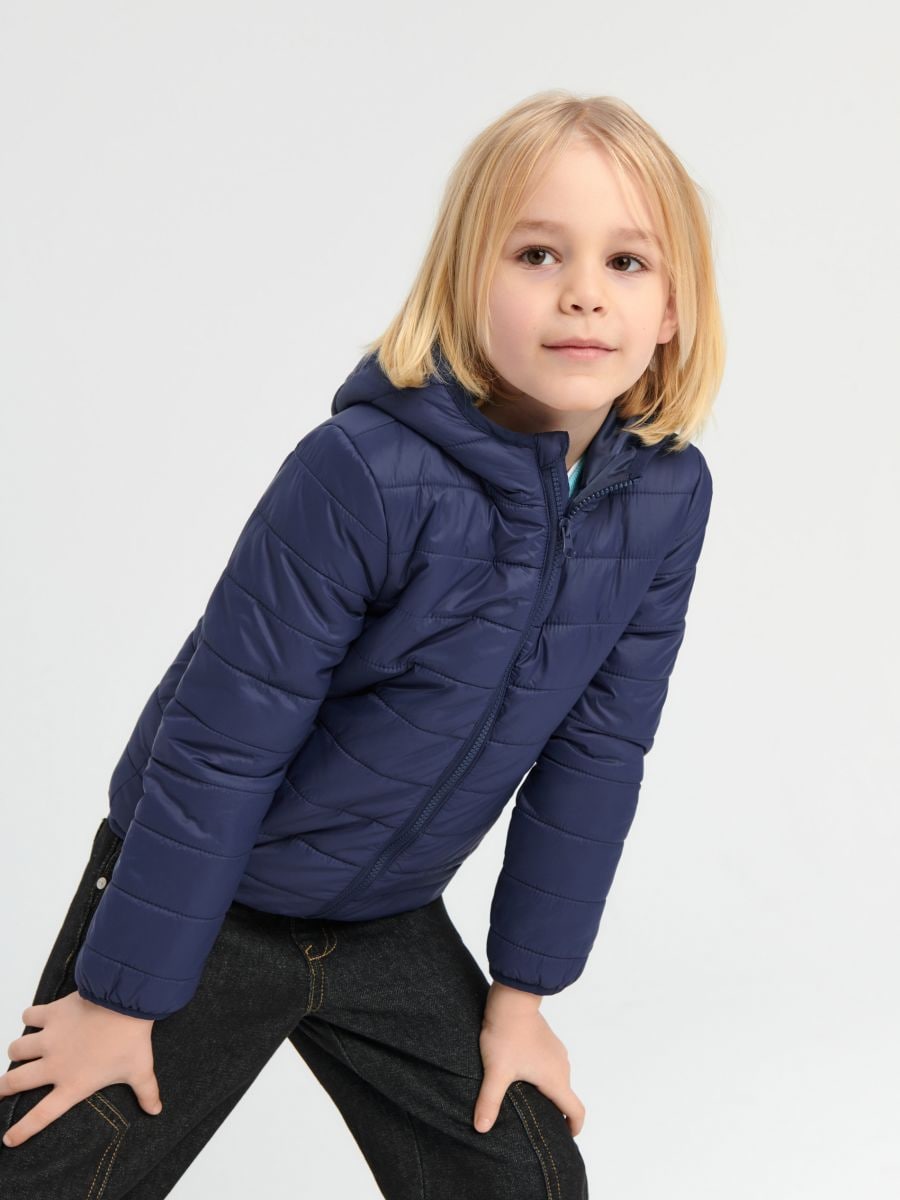 Girls navy top quilted coat
