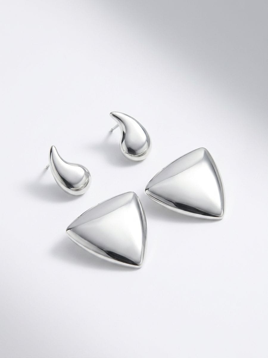 Orecchini triangolari e a goccia 2 pack - argento - SINSAY