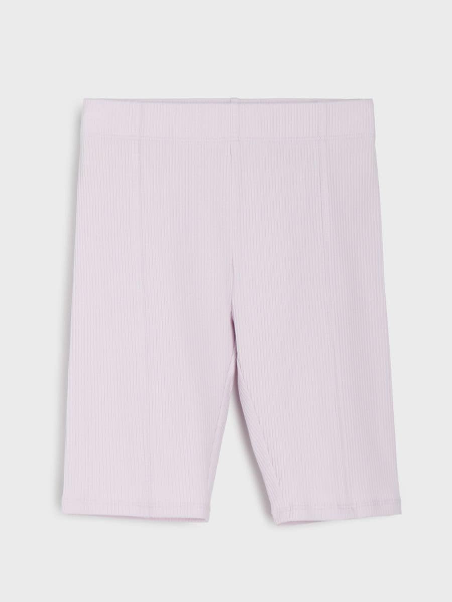 Rebraste bombažne kolesarske hlače - vijolična - SINSAY