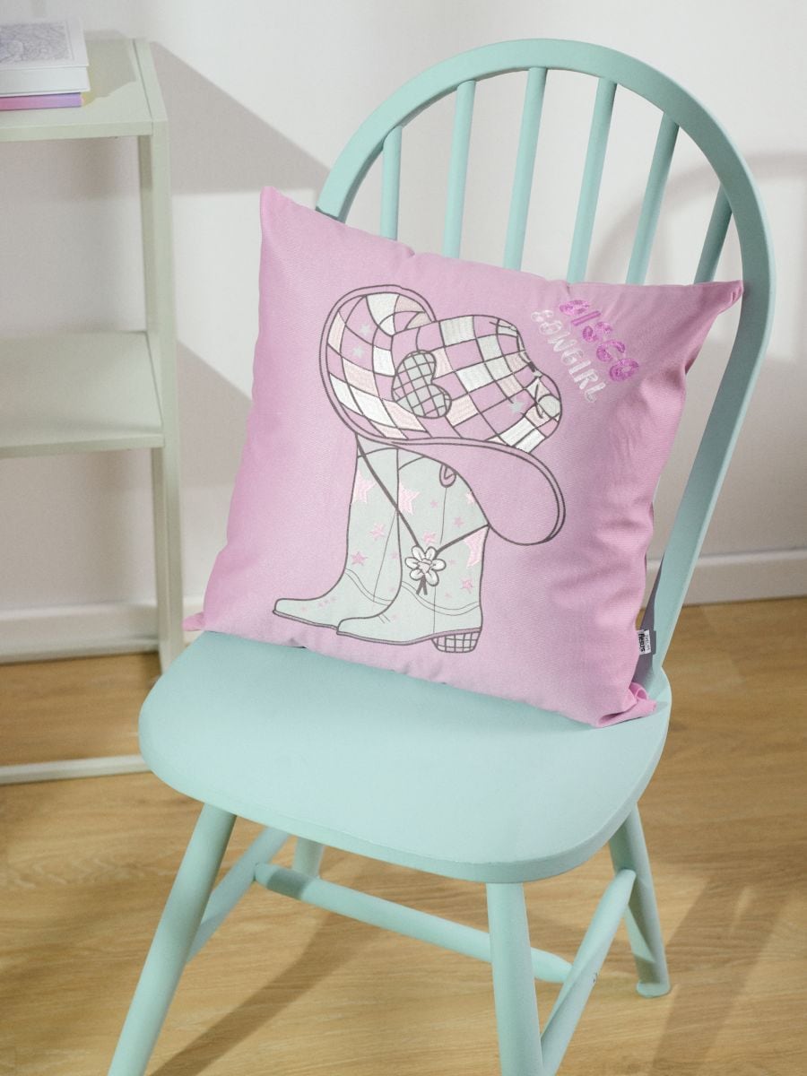 Poszewka dekoracyjna z motywem kowbojskim - różowy - SINSAY