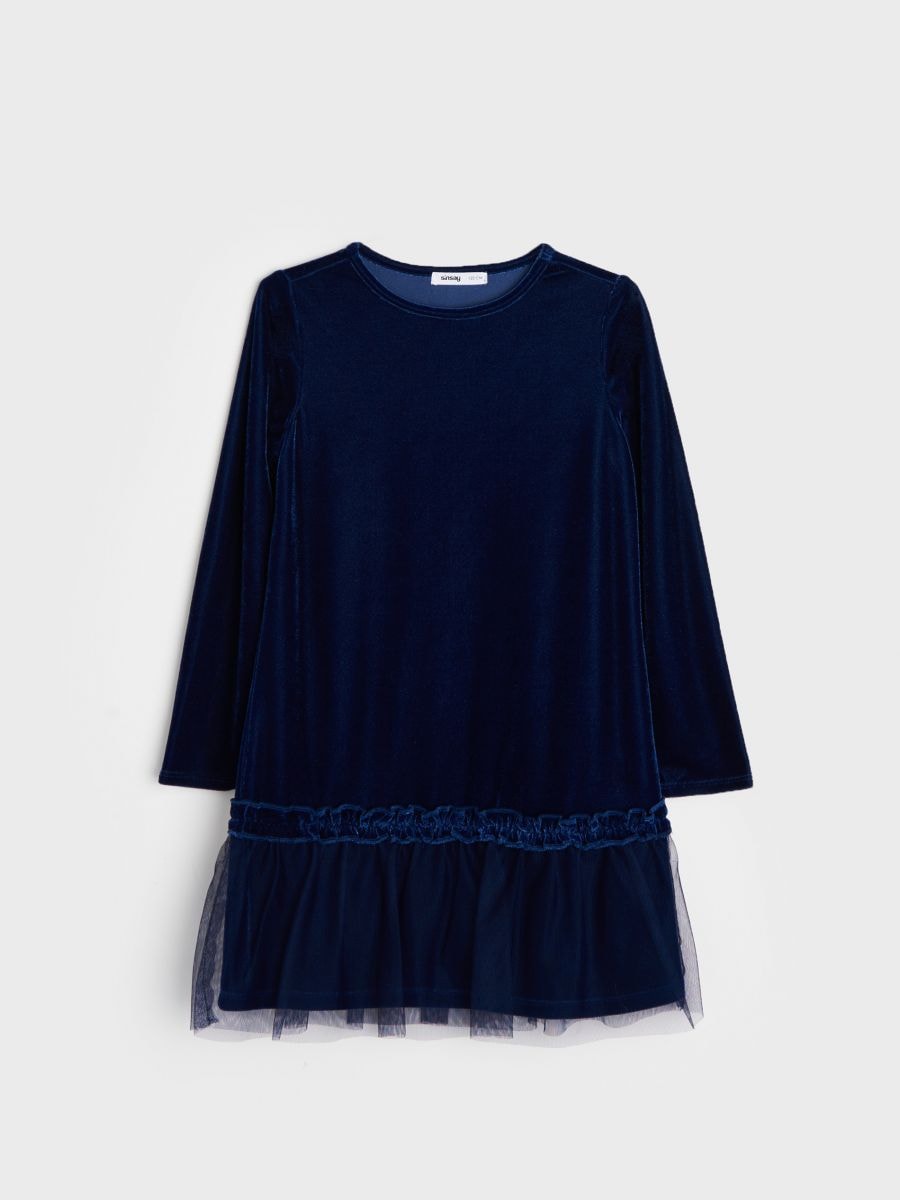 Dress with tulle - navy - SINSAY