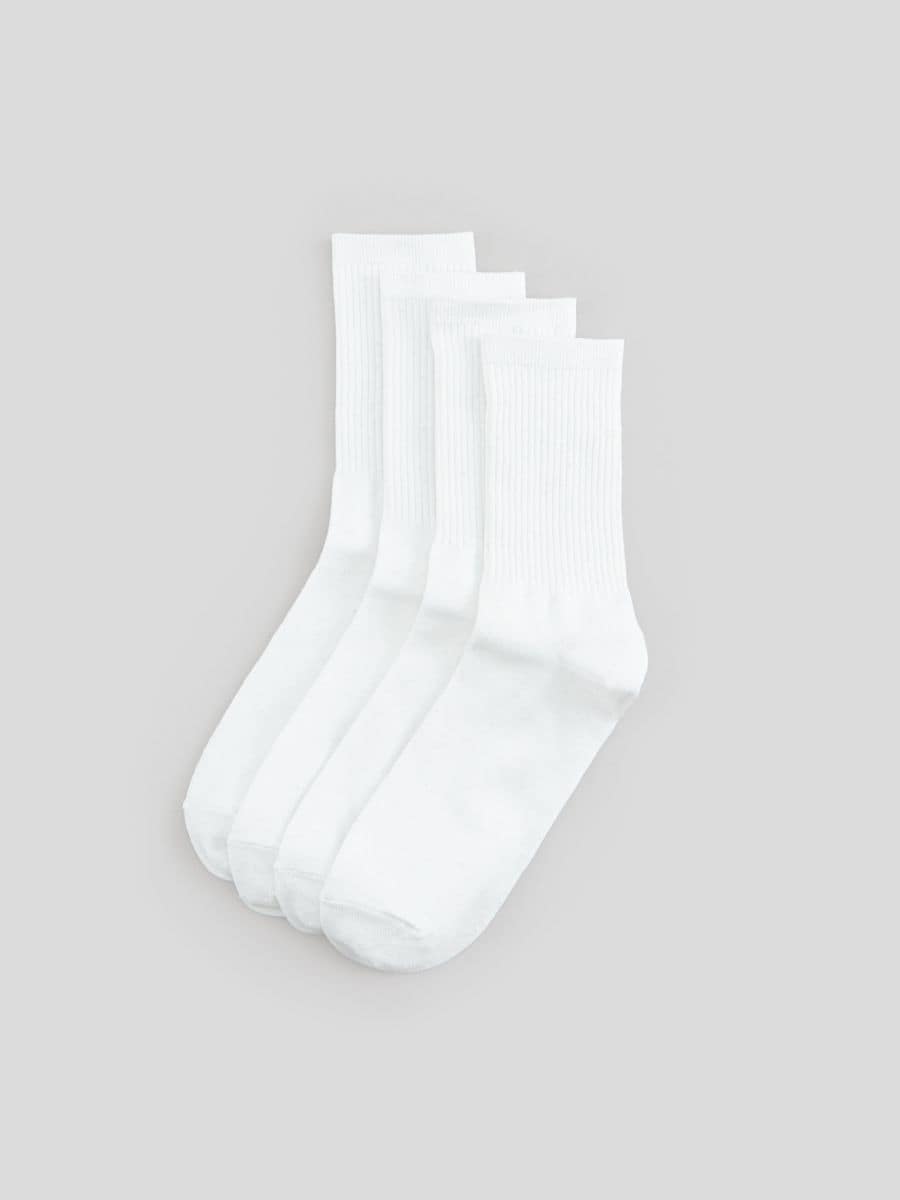 Súprava 4 párov ponožiek - biela - SINSAY