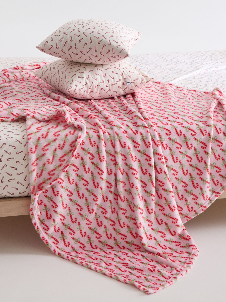 Одеяло с коледен принт - пастелнорозово - SINSAY