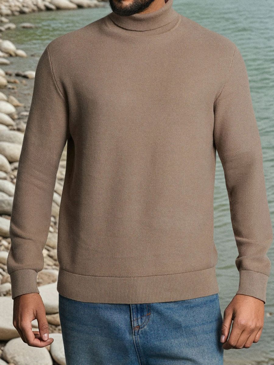 Sweter basic - brązowy - SINSAY