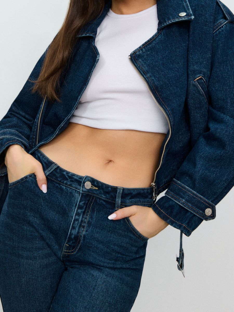 Oversize stila „ramones” jaka - tumši zils - SINSAY