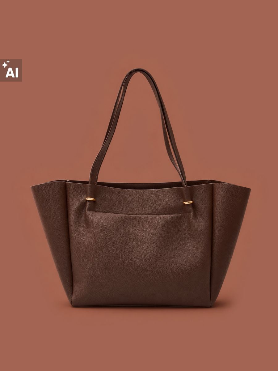 Torebka shopper z imitacji skóry - brązowy - SINSAY