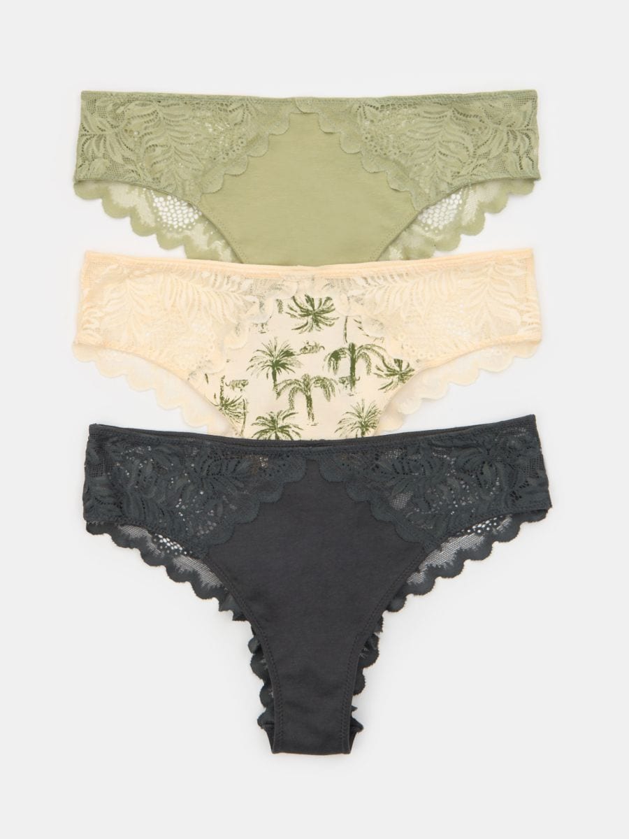 Majtki brazyliany 3 pack - wielobarwny - SINSAY