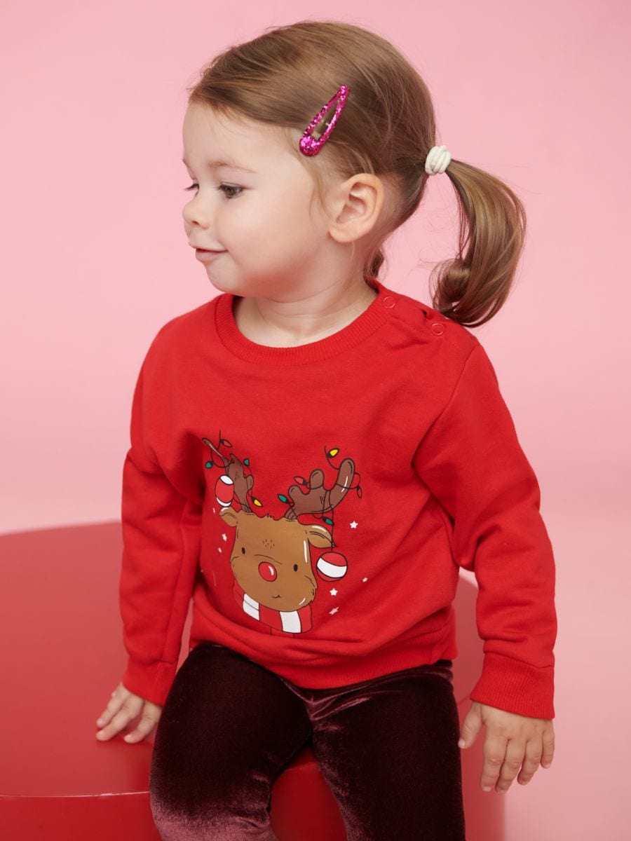 Bluză sport cu model de Crăciun - roșu - SINSAY