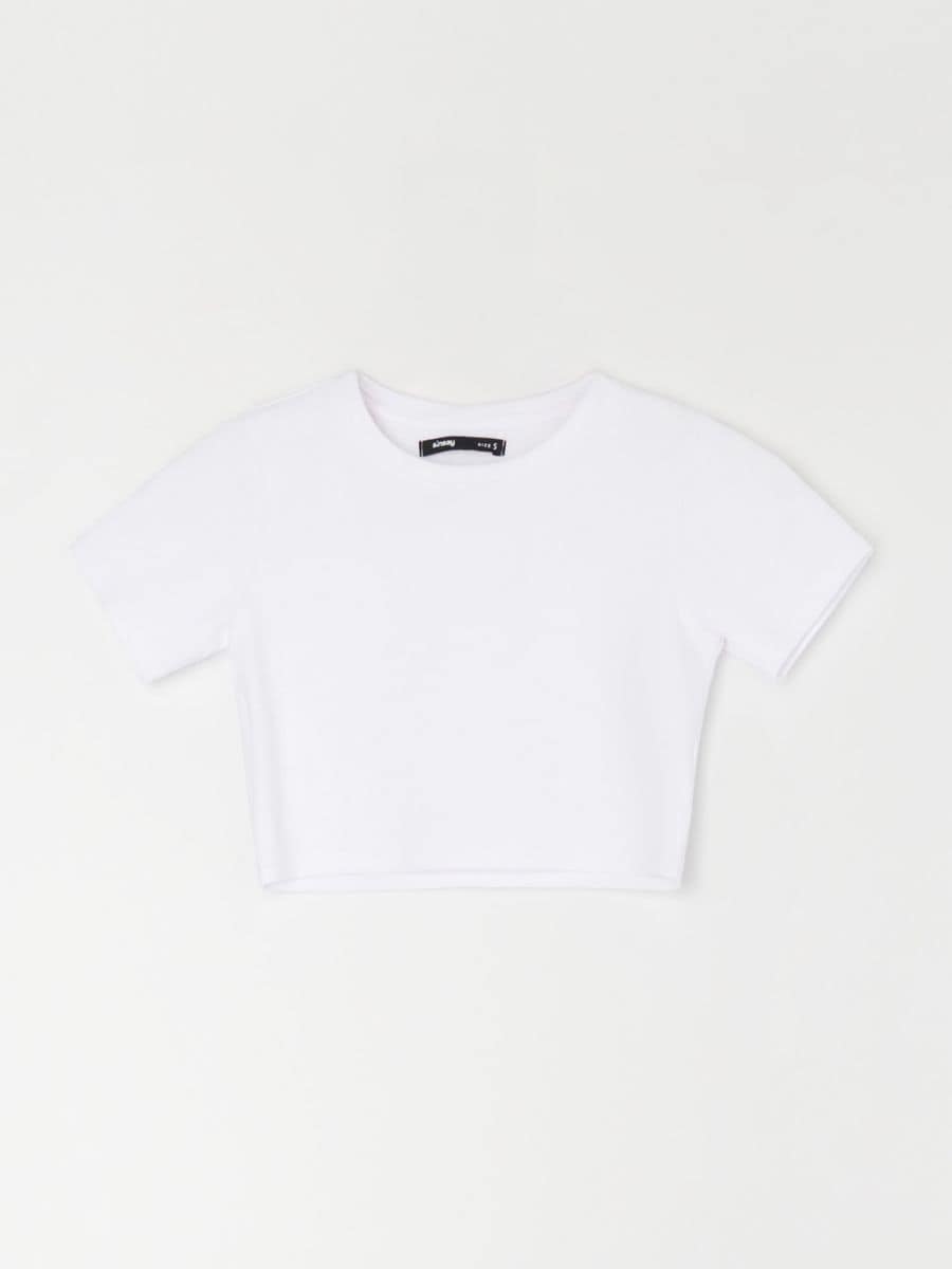 Ριμπ crop top - λευκο - SINSAY