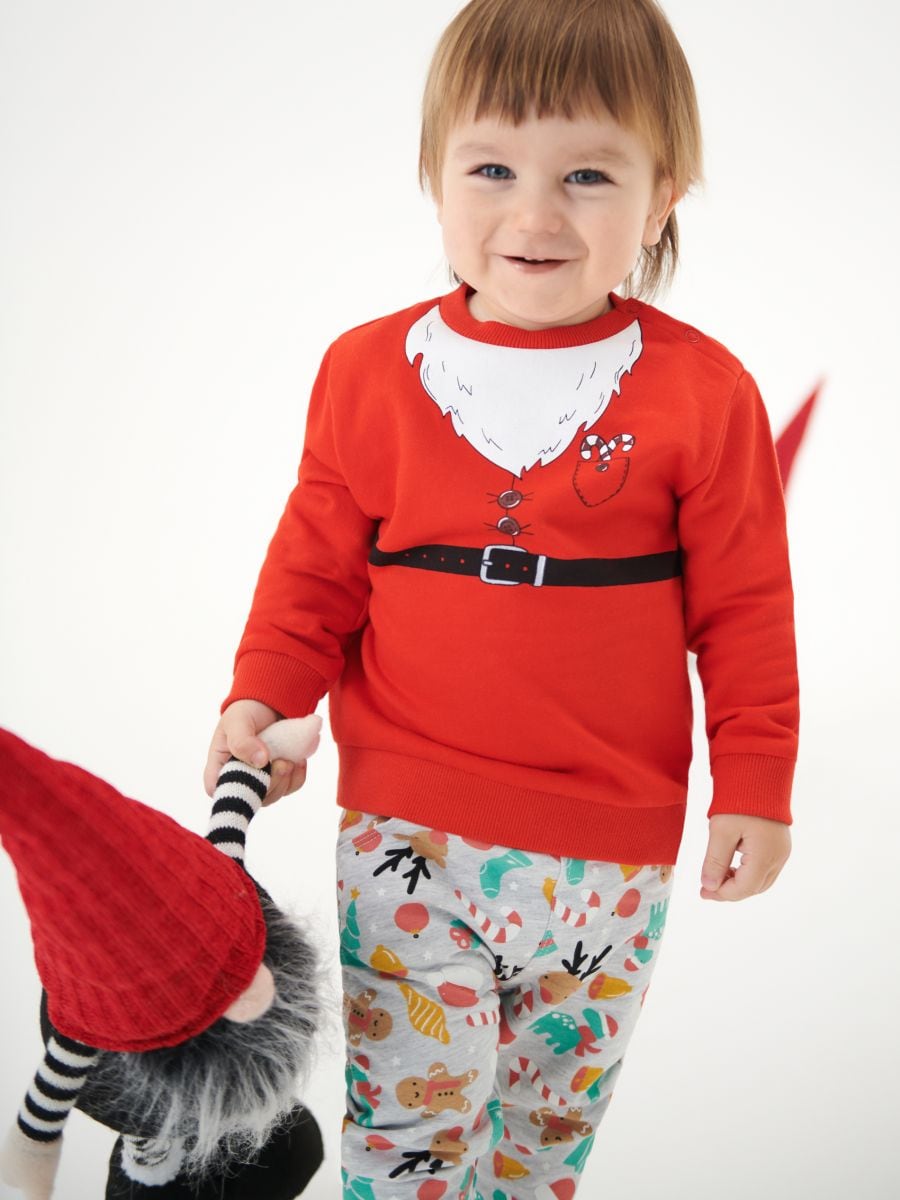 Bluză sport cu model de Crăciun - roșu - SINSAY