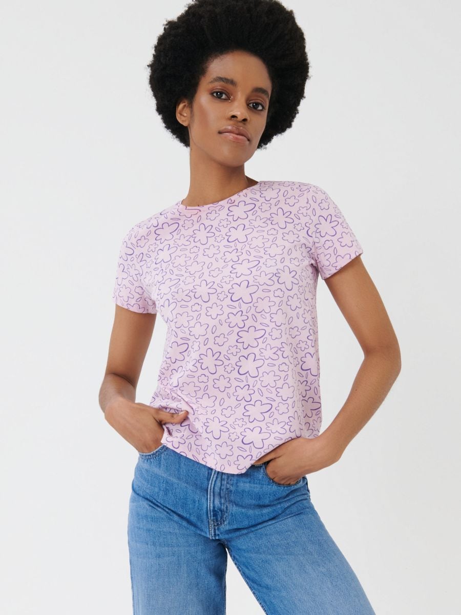 Printed T-shirt - violet - SINSAY