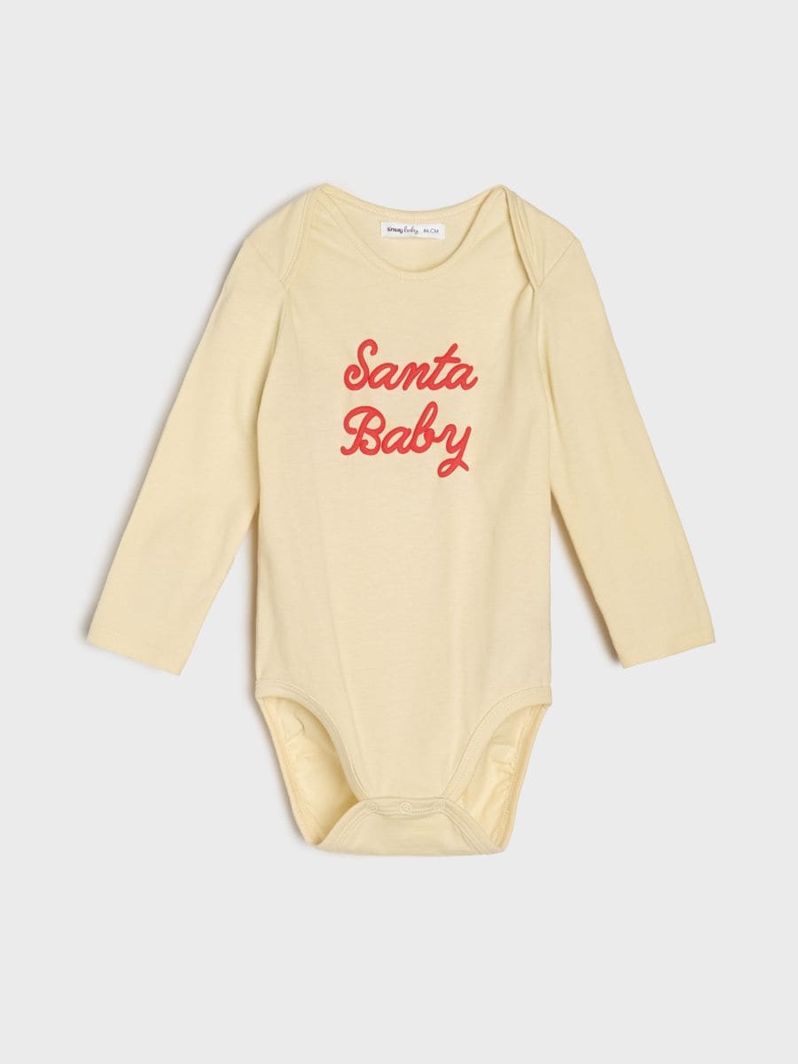 Body cu tematică de Crăciun - crem - SINSAY