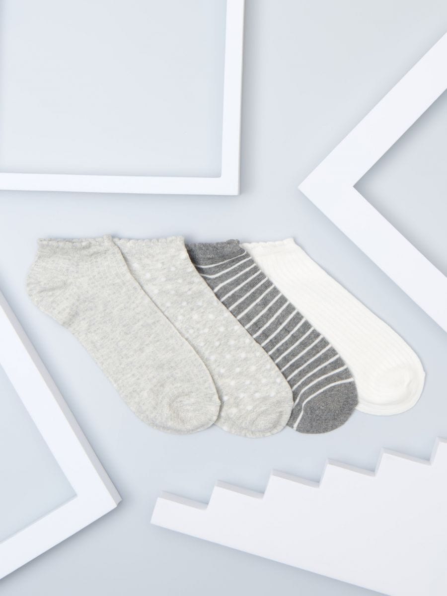 Чорапи, 4 чифта - Светло сиво - SINSAY