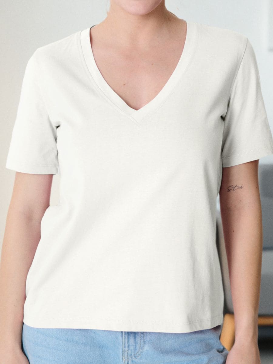 Tricou cu mânecă scurtă - crem - SINSAY