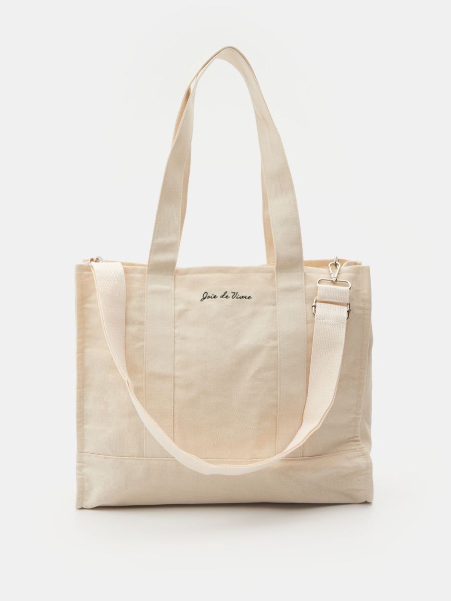 Μεγάλη τσάντα με φερμουάρ - κρεμ - SINSAY