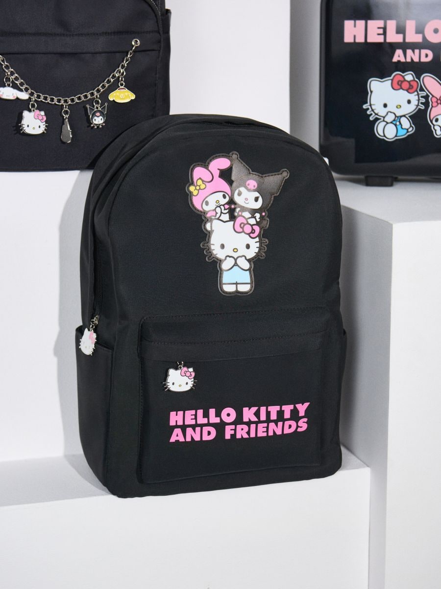 Ранец со џеб за лаптоп Hello Kitty and Friends - црно - SINSAY