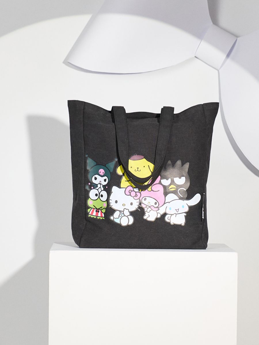 Geantă shopper din material Hello Kitty and Friends - negru - SINSAY