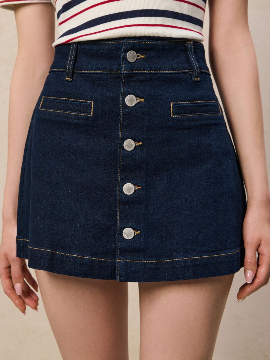 Mini denim skirt - Navy - SINSAY