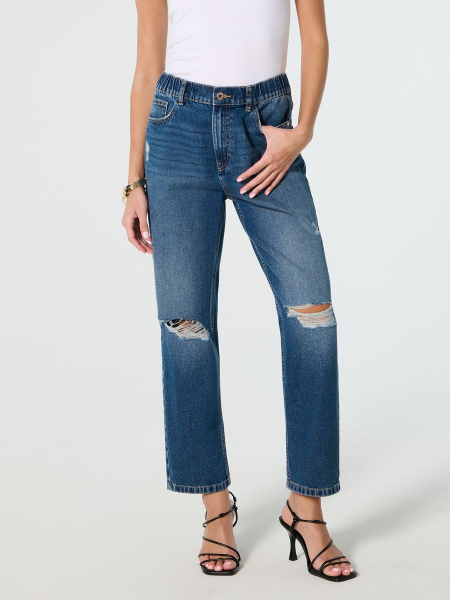 Jeans mom fit consumati - blu scuro - SINSAY
