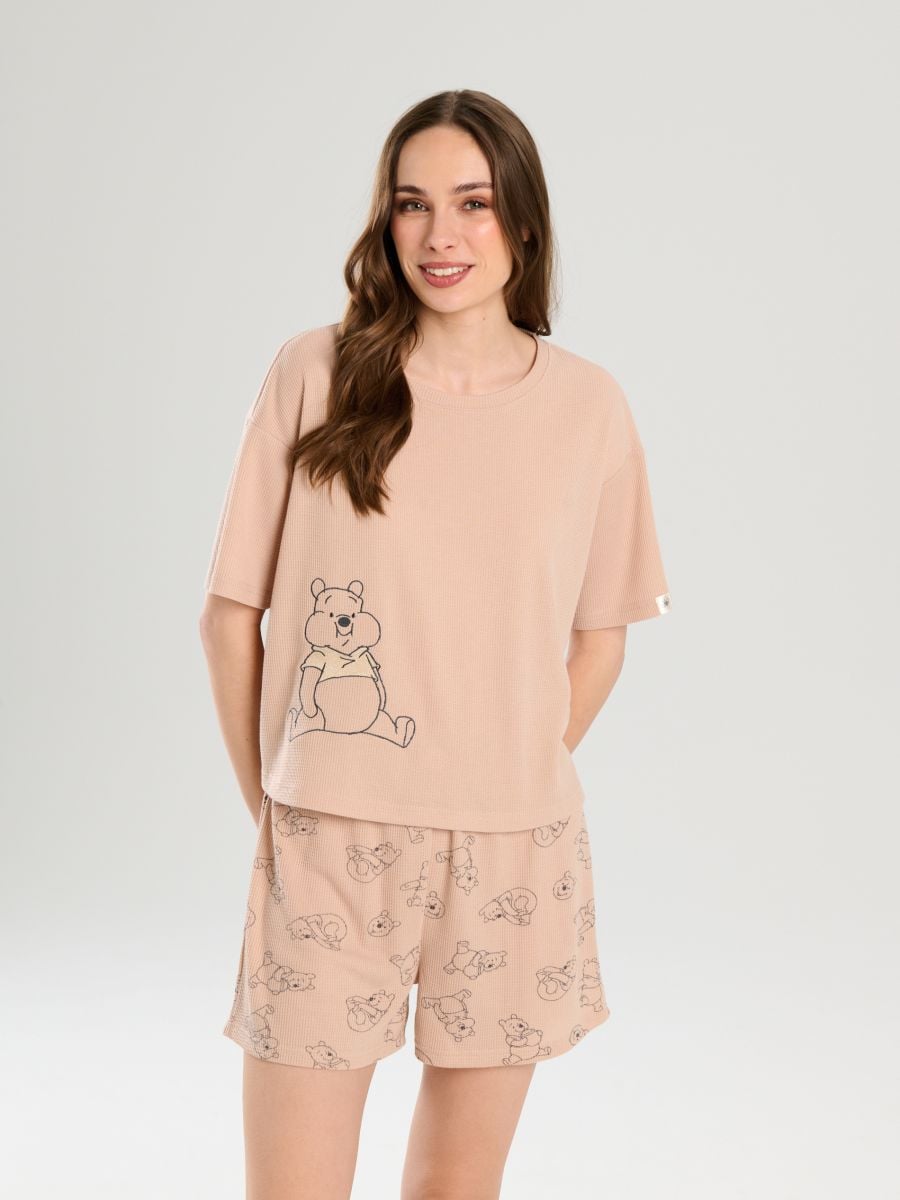 Pijama din două piese, cu imprimeu Winnie the Pooh - bej - SINSAY